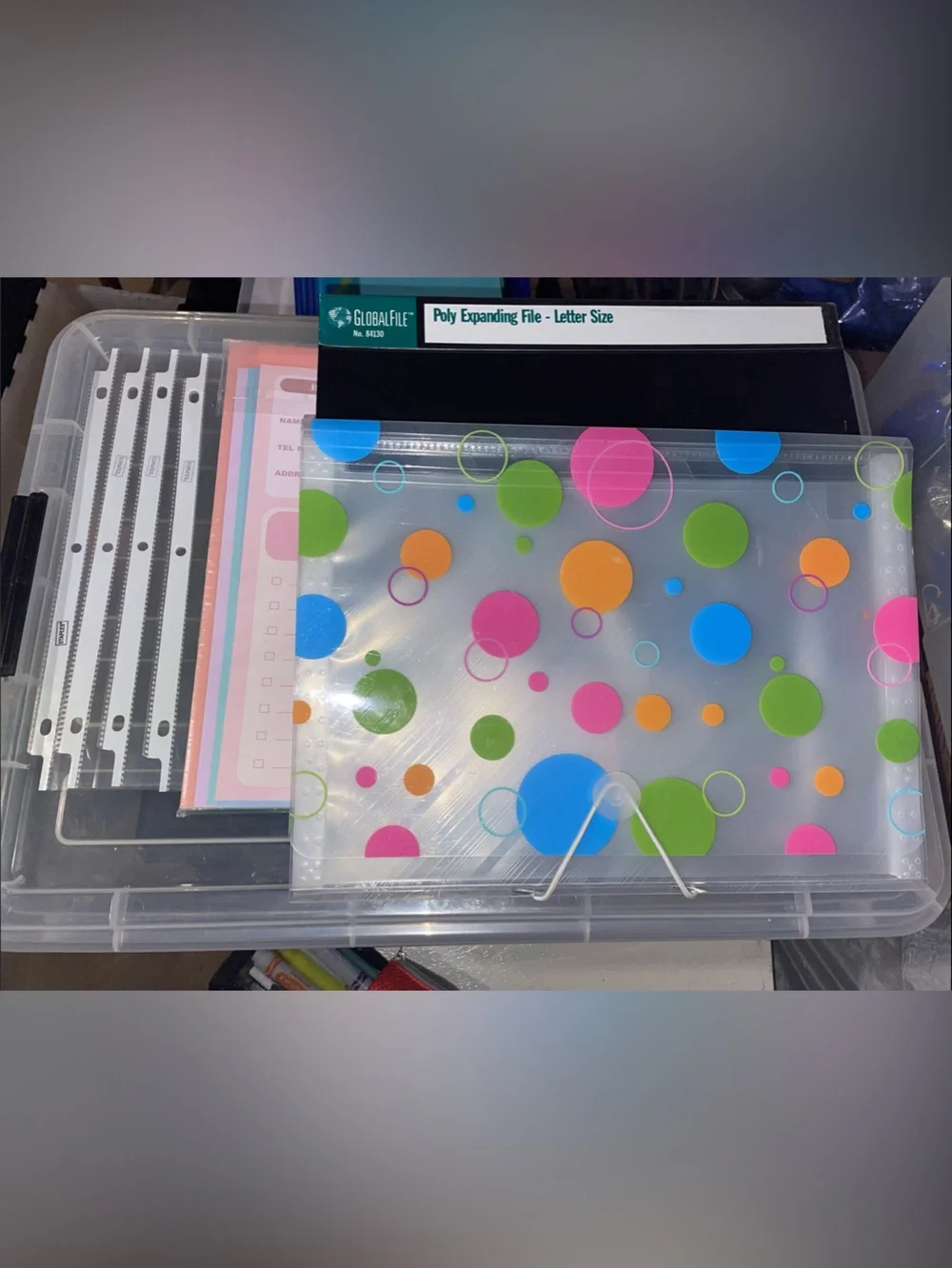 Polka Dot Clear Expanding File - Multicolor Document Organizer & other supplies
